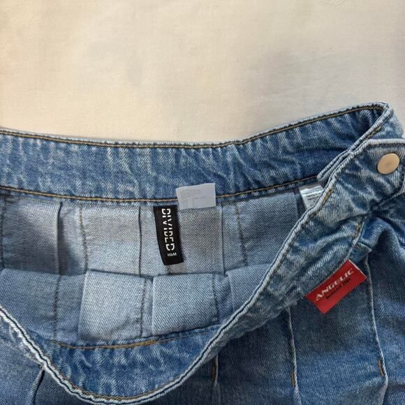 y2k denim pleated mini skirt preppy streetwear retro style - Picture 5 of 6